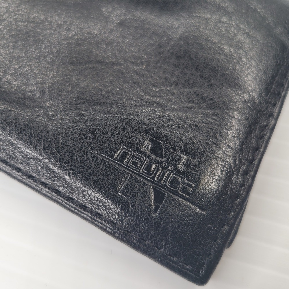 Nautica Wallet Mens‎ Black Full Grain Leather Bifold Billfold Pocket Accessory - Picture 5 of 9